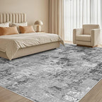Tortania Washable 6x9 Area Rug for Living Room: Modern Abstract Neutral Large Soft Thin Rugs - Non Slip Indoor Carpet for Bedroom Dining Room Office Nursery Home Floor Decoration - Grey