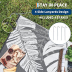 GAOMON Outdoor Rug Waterproof 9x12 Outdoor Plastic Straw Rug for Patio, Reversible Modern Camping Mat with Bag & Stakes, UV Resistant & Easy to Clean Carpet for RV, Deck, Balcony, Grey