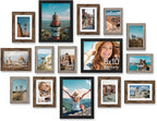 Vittanly 15 Pack Picture Frames Collage Wall Decor, Multi Sizes Including 3pcs 8x10, 6pcs 5x7 and 6pcs 4x6 Photo Frames, Gallery Frame Set for Wall or Tabletop Display, Black, Brown and Dark Grey
