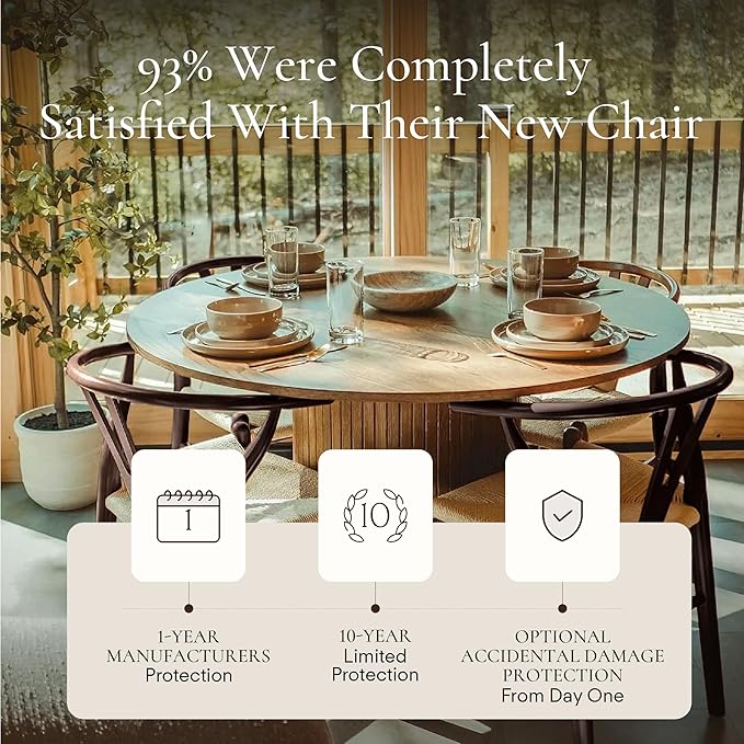 POLY & BARK Weave Dining Chairs – Mid-Century Modern Wishbone Dining Chairs with Arms, Solid Wood Frame, Indoor Use – Walnut– Set of 2 - Ideal for Dining Room, Kitchen or Stylish Accent Setting