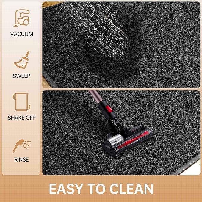 Sturdy Front Door Mat, 36" x 48" Heavy Duty Outdoor Indoor Mats to Trap Dirt and Moisture, Non-Slip Waterproof Doormat Inside Entrance, Washable Welcome Mats for Home Entryway（Black）