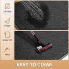 Sturdy Front Door Mat, 24" x 72" Heavy Duty Outdoor Indoor Mats to Trap Dirt and Moisture, Non-Slip Waterproof Doormat Inside Entrance, Washable Welcome Mats for Home Entryway（Black）