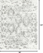 Unique Loom Rosso Collection Vintage, Geometric, Bohemian, Traditional, Distressed, Southwestern Area Rug, Rectangular 8' 0" x 10' 0", Light Gray/Ivory