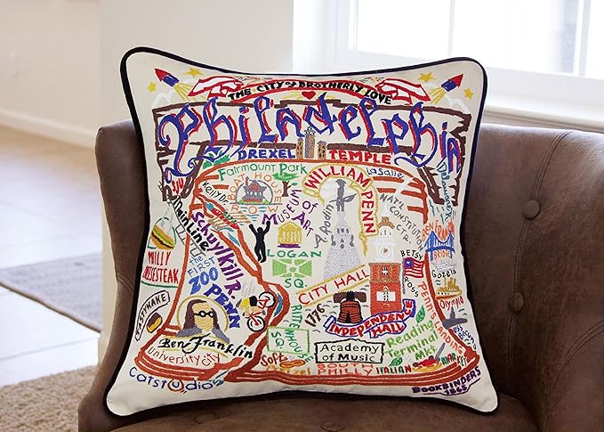 Catstudio Philadelphia Embroidered Decorative Throw Pillow