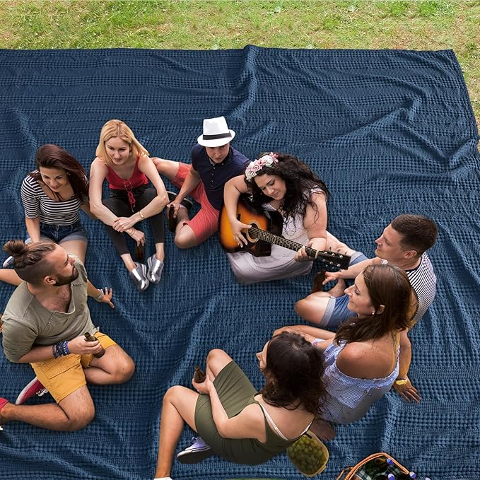 PHF Cooling Waffle Blanket California King Size, Lightweight 60% Rayon Derived from Bamboo & 40% Cotton Breathable Blanket for Hot Sleepers, Soft and Luxury for Bed Couch and Sofa, 110"x96", Navy Blue