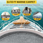 Marine Carpet,6 FT x 10 FT Smoke Gray Indoor Outdoor Carpet 0.2" Thick Boat Carpet with Water-Proof TPE Backing, Non-Slide Outdoor Marine Carpet Roll for Home, Patio, Porch, Deck