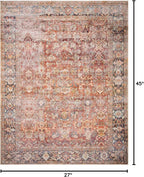 Loloi Layla Collection LAY-02 Spice/Marine 2'-3" x 3'-9" .13" Thick Accent Rug, Soft, Durable, Vintage Inspired, Distressed, Low Pile, Non-Shedding, Easy Clean, Printed, Living Room Rug