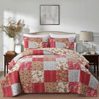 Secgo Queen Size Comforter Set- 100% Cotton Quilt Queen Size Set, Green, Sage bedspreads (90 * 96 Inch) with 2 Pillow Shams, Patchwork Reversible Lightweight Bedding