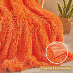 XeGe Luxury Faux Fur Throw, Orange Soft 50x60 Fluffy Blanket, Shaggy Plush Decorative Couch Throw, Cute Furry Bed Throw Fuzzy Office Lap Blanket for Bedroom Living Room Sofa, Orange