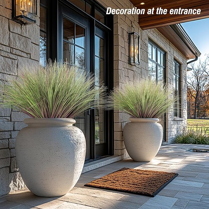 Fake Grass Artificial Grass Greenery Stems Fall Flowers Artificial Shrubs Wheat Grass Greenery Home Decor Artificial Plants Ornamental Grass Outdoor Fake Grass Leaves(24pcs) Purple-Green