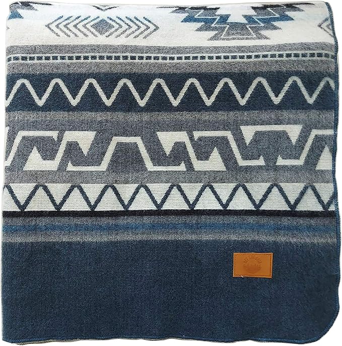 Inca Aztec Throw, Queen, King Blanket | Southwest Indian Navajo Boho Style | Native Cover for Camping, Bedding, Couch, Vanlife | Faux Alpaca, Lightweight, Hypoallergenic (Cotopaxi Slate, Throw)