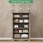 Dresser for Bedroom with 6 Drawers, 46" Tall Wood Chest of Drawers with Deep Drawers & Mental Handle, Modern Dresser TV Stand, Wooden Closet Storage Organizer for Living Room, Hallway, Entryway, Grey