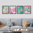 SIGNWIN Framed Tropical and Floral Bright Botanical Preppy Room Decor Pink Decor Digital Art Modern Art Decorative Multicolor Scenic for Bedroom - 11"x14"x4 Black
