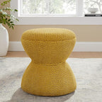 VANOMi Multi-Functional Boucle Ottoman, Vanity Stool Chair, Sturdy Wooden Footstool, Suitable for Living Room, Bedroom, and Entryway, Without Installation, Yellow