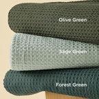 Bedsure Cotton Duvet Cover Queen - 100% Cotton Waffle Weave Olive Green Duvet Cover Queen Size, GentleSoft™ and Breathable Bedding Set for All Season, 3 Pieces, 90"x90"