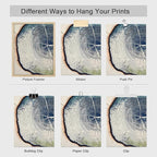 SIGNWIN Adhesive Canvas Poster Blue & White Overexposed Wood Tree Ring Nature Wilderness Minimalism Digital Art Modern Art Decorative Zen Relax/Calm Multicolor for Bedroom - 11"x14"x4