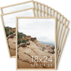 Haus and Hues 18x24 Natural Oak Wood Picture Frames Set of 25 - Premium Bulk Picture Frames 12x16 Bundle - Elegant Gallery Wall Frame Set for Posters, Art Display - Ideal for Wall Decor in Home &