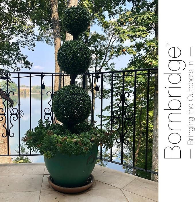 Bornbridge 4' Boxwood Ball Tree - Lifelike Artificial Outdoor Plant, UV and Water Resistant, Enhances Patio or Porch Decor
