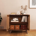 Modern Sideboard Buffet Cabinet Console Table, Accent Storage Cabinet Credenza Buffer Cabinets with Fluted Doors for Kitchen Dining Living Room Entryway(Walnut)