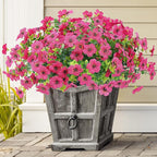 10 Bundles Artificial Faux Flowers for Outdoor,10Pcs Fake Flowers for Home Decor,Plastic Flowers Shrubs Lifelike Artificial Greenery Home Porch Stems Outside Decor(Rose Red)