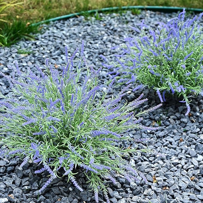 UV-Resistant Artificial Lavender Flowers – Certified Fade-Proof Outdoor Decor – Realistic Purple Fake Plants Faux Greenery for Patio, Garden, and Landscaping