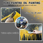 Gold Mountains Painted Wall Art for Living Room - Hand Painted Abstract Wall Art for Office - Black Framed Wall Art for Bedroom Size 29" x 59"