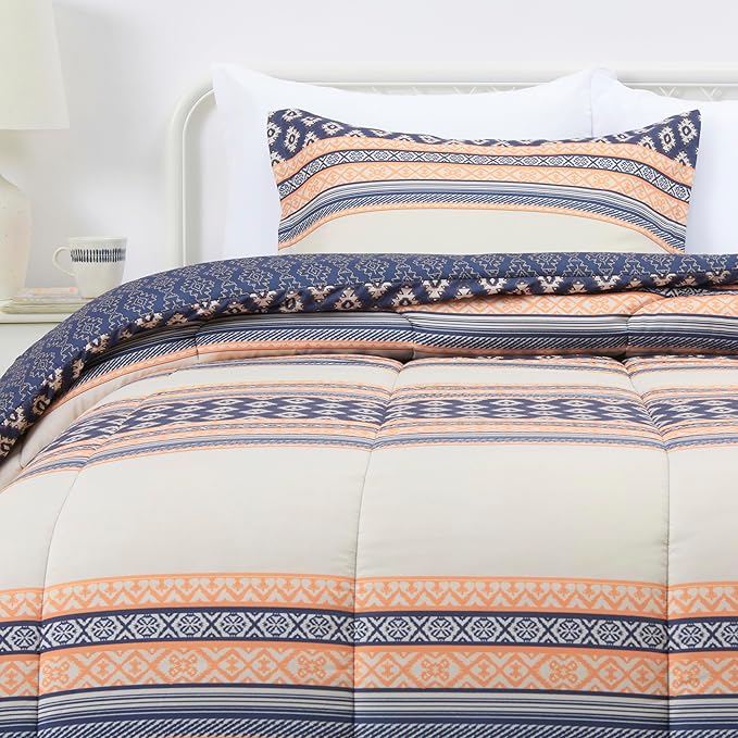 Amazon Basics Lightweight Microfiber Comforter Sets, 2-Pieces, Geometrics, Twin/Twin XL