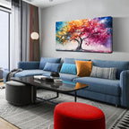 Alsingbago Large Colorful Tree Canvas Wall Art for Living Room Bedroom Home Office Orange and Pink Tree Picture Modern Artwork Ready to Hang Size 24x48