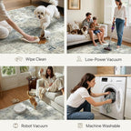 Area Rugs 8x10 for Living Room Bedroom, Modern Abstract Machine Washable Rug, Large Soft Low Pile Floor Carpet with Non Slip Backing for Dining Room, Light Gray Blue