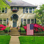 TOPFLAGS Garden Flag Stand with American Flag Garden Flag Metal Yard Flag Holder Pole Stake Small Flag Stands for Garden Flags 12 x 18 with Clips and Stopper 2 Pack