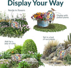 Sunnydaze 10 inch Solar Gazing Ball for Garden - Glass Outdoor Gazing Globe - Midsummer Dahlias - Set of 2