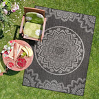 CAMILSON Outdoor Rug 5x7 Modern Area Rugs for Indoor and Outdoor Patios and Porches - Waterproof Washable Non-Shedding Easy-to-Clean Outside Carpet (5 x 7, Medallion - Dark Grey/Light Grey)
