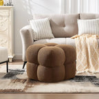 ONEVOG 21" Dark Brown Modern Ottoman, Square Fuzzy Couch Sherpa Pouf Ottoman, Tufted Fluffy Boucle Fabric Foot Stools, Upholsered Footrest & Coffee Table for Living Room Bedroom, Cute Pouf Home Decor