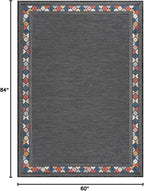 Beverly Rug Outdoor Rug 5x7 Modern Bordered Area Rugs for Indoor and Outdoor Patio Easy to Clean Non Shedding Living Room Porch Garden Washable Outside Carpet (5 x 7 Dark Gray)