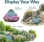 Sunnydaze 10 inch Solar Gazing Ball for Garden - Glass Outdoor Gazing Globe - Mosaic Cool Blooms