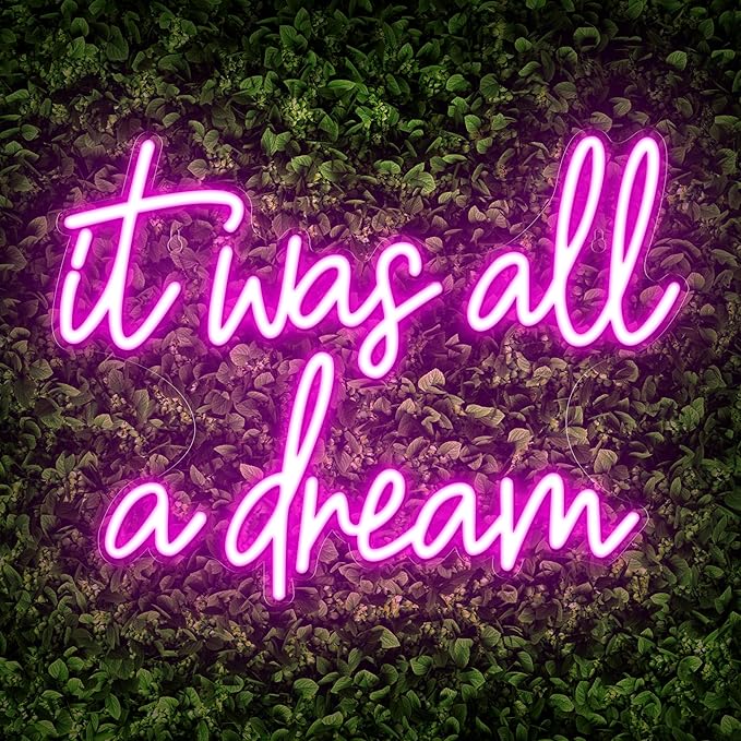 Kavaas It Was All A Dream Neon Signs 16.5" x 12.5", Pink It Was All A Dream Neon Light for Girly Room Decor Aesthetic | LED Dream Signs for Bedroom, Party, Bar, Salon, Bathroom