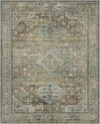 Area Rugs 9x12 for Living Room Bedroom, Modern Boho Machine Washable Large Distressed Light Greyish Sage Green Rug, Low Pile Floor Carpet with Non Slip Backing for Dining Room