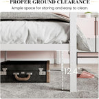 SHA CERLIN Canopy Bed Frame Full Size/Mattress Foundation with Metal Slats Support/No Box Spring Needed/Easy Assembly/White