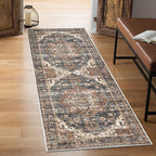 Keen Home Design 2x12 Rug - Machine Washable Runner with Non-Slip Backing, Ideal for Hallway, Entryway, Kitchen, Laundry Room - Vintage, Easy Clean, Durable, Low Pile Rug - (2'6" x 12')