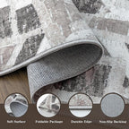 Modern Abstract 5X7 Area Rug for Living Room Bedroom Washable, with Non-Slip Rubber Backing Print Faux Wool Thin, Grey Throw Large Carpet for Kids Playroom Dining Room Pet & Child Friendly