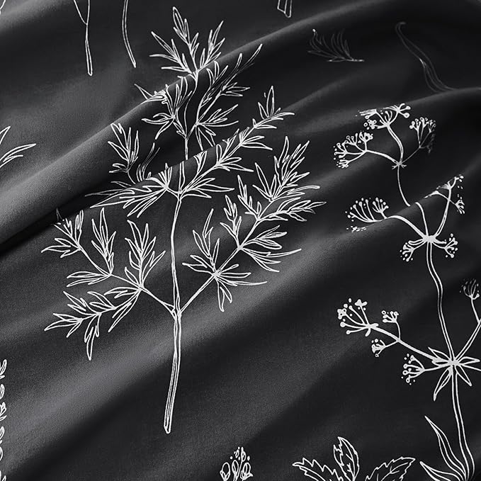 Love's cabin Black Full Size Comforter Set - Full Comforter Set, 3 Pieces Cute Floral Bedding Sets for All Seasons,1 Soft Reversible Botanical Flowers Comforter and 2 Pillow Shams