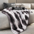 Mon Chateau Luxury Printed Faux Fur Throw with 6cm Foldover for Couch, Sofa, or Bed - Plush Ultra Soft Blanket for Sleeping or Home Décor, 60" x 70" (Striped)