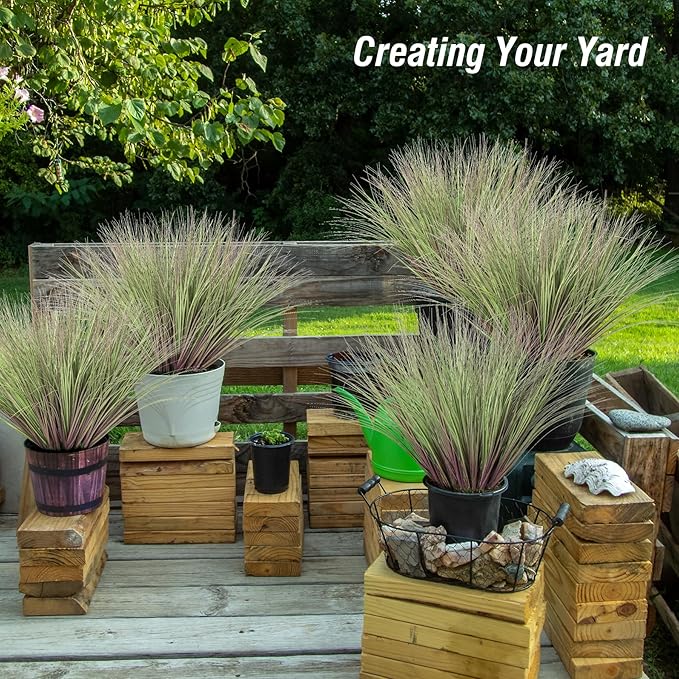 Fake Grass Artificial Grass Greenery Stems Fall Flowers Artificial Shrubs Wheat Grass Greenery Home Decor Artificial Plants Ornamental Grass Outdoor Fake Grass Leaves(24pcs) Purple-Green