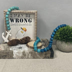 40" Handmade Farmhouse Bead Garland Wood with Tassel, Boho Chic Decorative String Beads Home Decor, Table Tiered Tray Country Wooden Accents