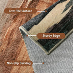 Area Rugs 8x10 Machine Washable Rug for Bedroom Living Room Dining Room, Large Modern Abstract Soft Rugs, Indoor Low Pile Carpet with Non Slip Rubber Backing, Ocher Brown