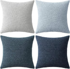 MIULEE Pack of 4 Decorative Textured Boucle Christmas Throw Pillow Covers 20x20 Inch Neutral Blue Accent Solid Pillow Cases Couch Cushion Covers for Modern Farmhouse Boho Bed Livingroom Home Decor