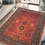 Keen Home Design 10x14 Rug - Machine Washable Area Rug with Non-Slip Backing, Ideal for Living Room, Dining Room, Bedroom - Vintage, Easy Clean, Durable, Low Pile Rug - (9'7" x 14')