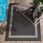 CAMILSON Outdoor Rug 6x9,Modern Outside Rugs for Patios Porches Waterproof Durable Washable Non-Shedding, Easy-to-Clean Indoor Outdoor Area Carpet (6 x 9, Bordered - Dark Gray/Light Gray)