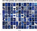 Y2K BOO Dark Navy Aesthetic Wall Collage Kit - 100 Trendy Deep Blue Photos for Minimalist Room Decor, 4"x6" Modern Art Prints for Teen Bedroom, College Dorm & Apartment Wall Aesthetic