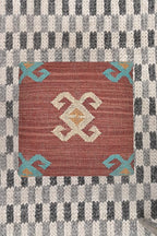 Handmade Jute Soft Ottomans Square Shape Stool for Sitting and Foot Rest with Wooden Legs, Entryway Modern Stool for Living Room, Bedroom, Hall (Red, L 15.74 x W 15.74 x H 14 inch)